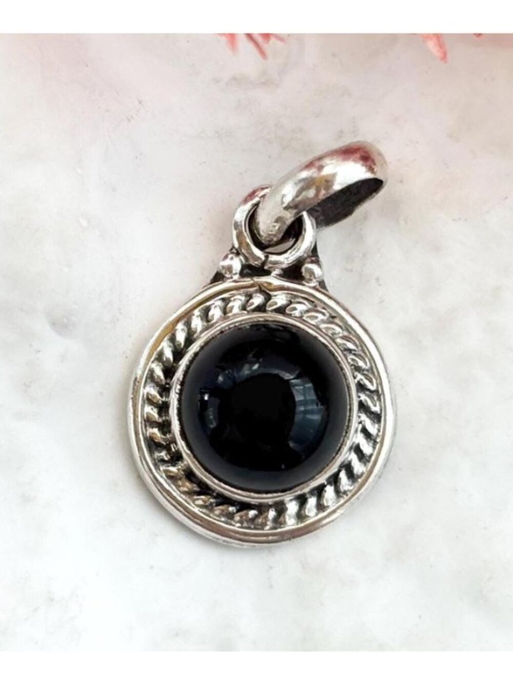 Black Onyx Southwest Style Sterling Silver 925 Vintage Pendant | Charm